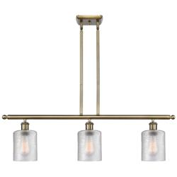 Ballston Cobbleskill 36"W 3 Light Antique Brass Island Light w/ Clear
