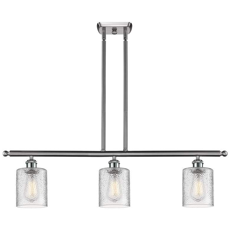 Image 1 Ballston Cobbleskill 36"W 3 Light Brushed Nickel Island Light Clear Sh