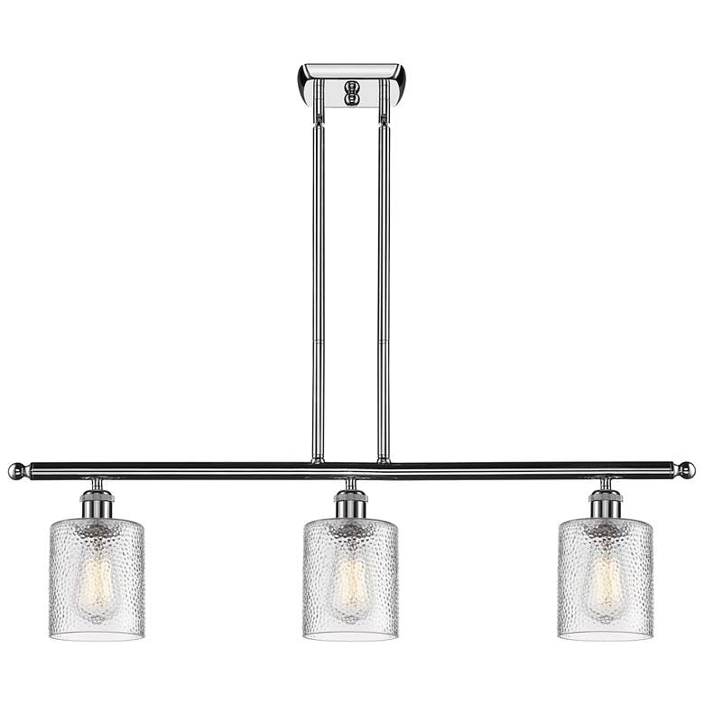 Image 1 Ballston Cobbleskill 36"W 3 Light Chrome Island Light w/ Clear Shade