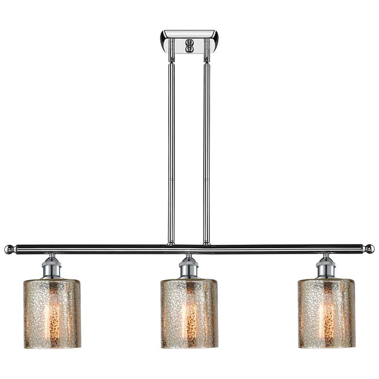 Image 1 Ballston Cobbleskill 36"W 3 Light Chrome Island Light w/ Mercury Shade