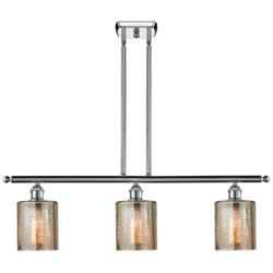 Ballston Cobbleskill 36"W 3 Light Chrome Island Light w/ Mercury Shade