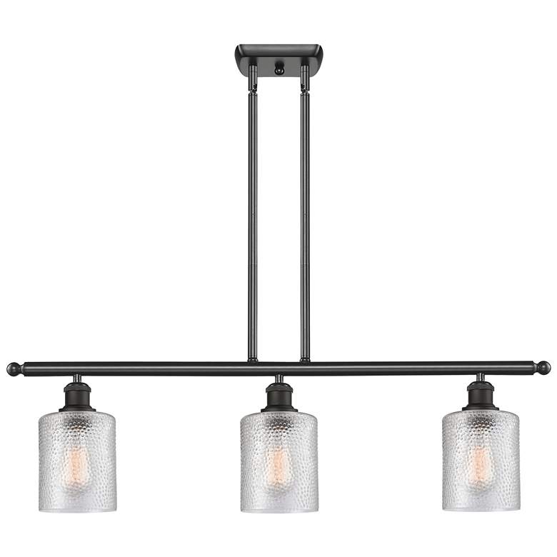 Image 1 Ballston Cobbleskill 36"W 3 Light Matte Black Island Light w/ Clear Sh