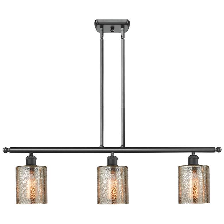 Image 1 Ballston Cobbleskill 36"W 3 Light Matte Black Island Light w/ Mercury