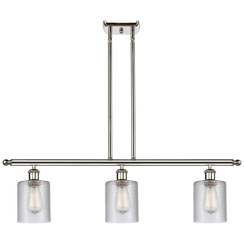 Image 1 Ballston Cobbleskill 36"W 3 Light Polished Nickel Island Light Clear S