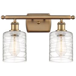 Ballston Cobbleskill 5" 2 Light 16" LED Bath Light - Brass - Clea