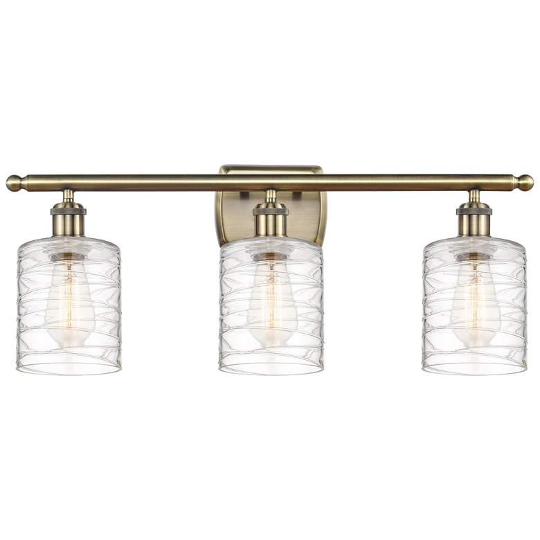 Image 1 Ballston Cobbleskill 5" 3 Light 26" Bath Light - Antique Brass -