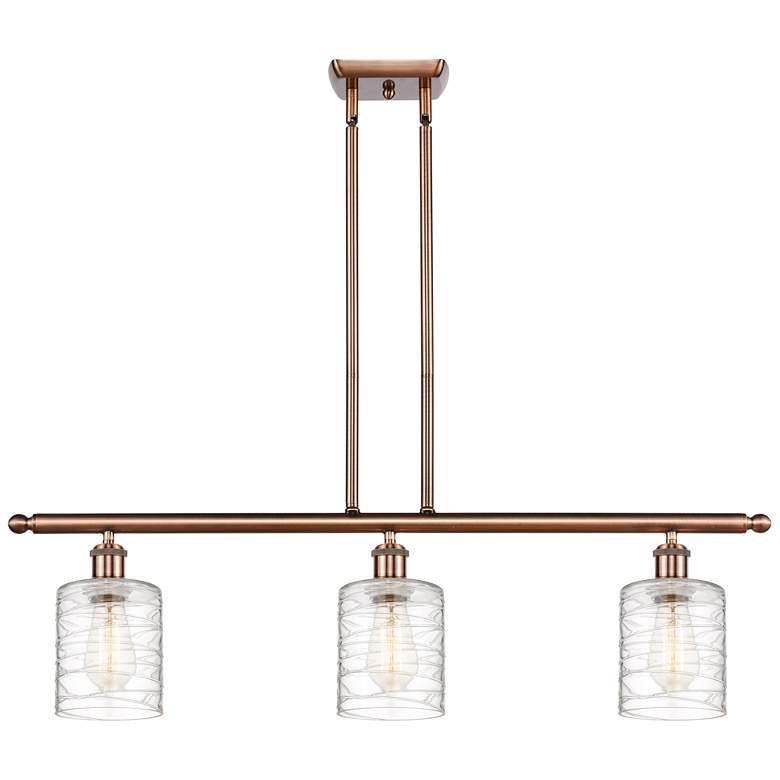 Image 1 Ballston Cobbleskill 5" 3 Light 36" Island Light - Copper - Deco