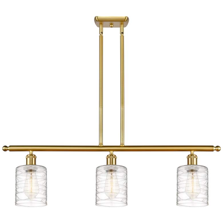 Image 1 Ballston Cobbleskill 5" 3 Light 36" Island Light - Satin Gold -