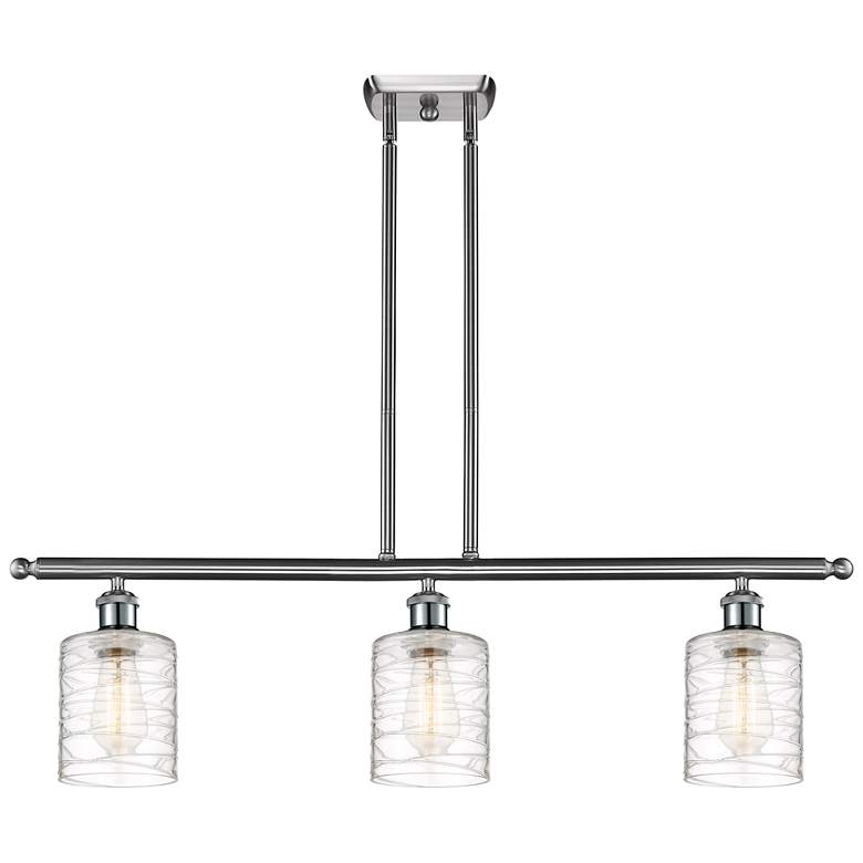 Image 1 Ballston Cobbleskill 5" 3 Light 36" Island Light - Satin Nickel -