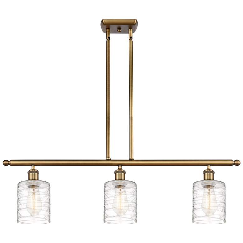 Image 1 Ballston Cobbleskill 5" 3 Light 36" LED Island Light - Brass - D
