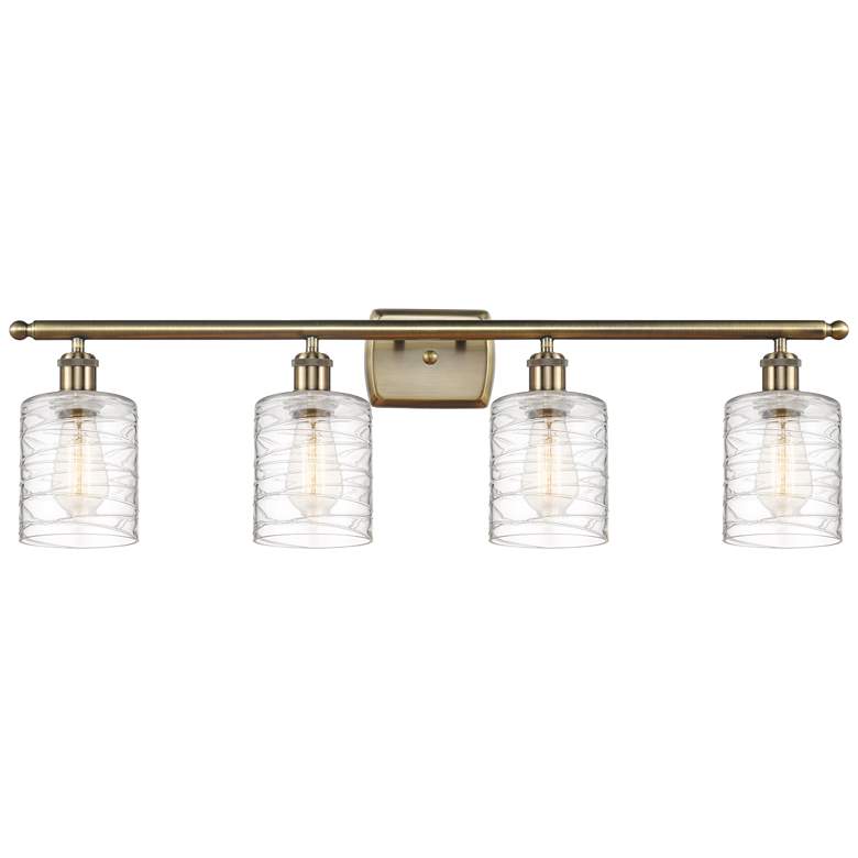 Image 1 Ballston Cobbleskill 5" 4 Light 36" Bath Light - Antique Brass -