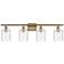 Ballston Cobbleskill 5" 4 Light 36" LED Bath Light - Brass - Clea