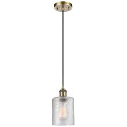 Ballston Cobbleskill 5" Antique Brass Corded Mini Pendant w/ Clear Sha