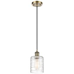 Ballston Cobbleskill 5" Antique Brass Corded Mini Pendant w/ Deco Shad