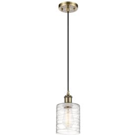 Ballston Cobbleskill 5" Antique Brass Corded Mini Pendant w/ Deco Shad Ballston Cobbleskill 5" Antique Brass Corded Mini Pendant w/ Deco Shad