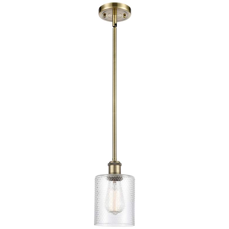 Image 1 Ballston Cobbleskill 5" Antique Brass Mini Pendant w/ Clear Shade