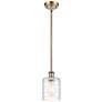 Ballston Cobbleskill 5" Antique Brass Mini Pendant w/ Deco Swirl Shade