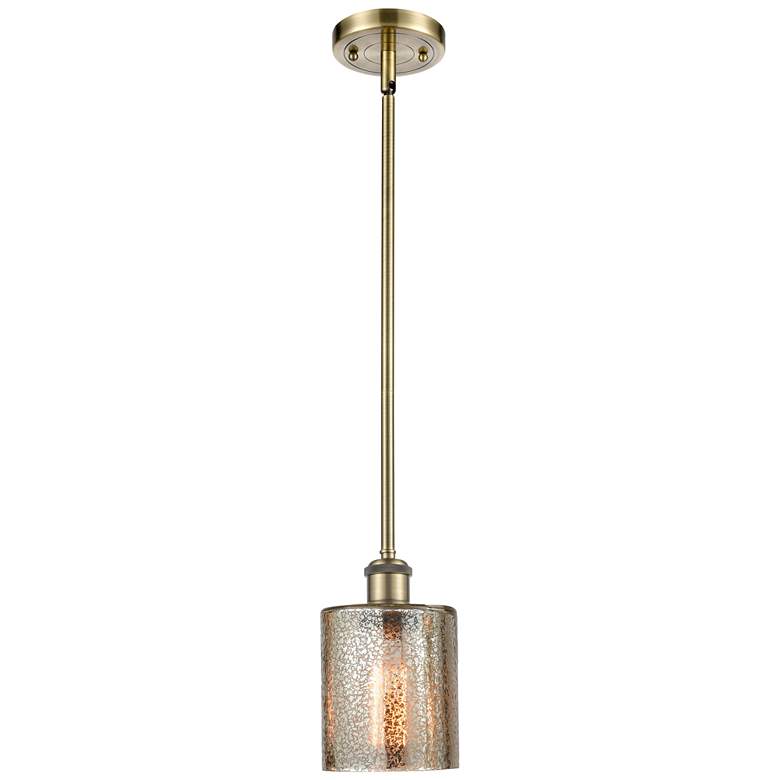 Image 1 Ballston Cobbleskill 5" Antique Brass Mini Pendant w/ Mercury Shade