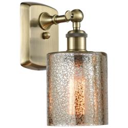 Ballston Cobbleskill 5" Antique Brass Sconce w/ Mercury Shade