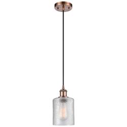 Ballston Cobbleskill 5" Antique Copper Corded Mini Pendant w/ Clear Sh