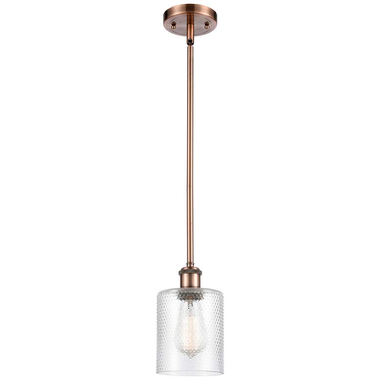 Image 1 Ballston Cobbleskill 5" Antique Copper Mini Pendant w/ Clear Shade