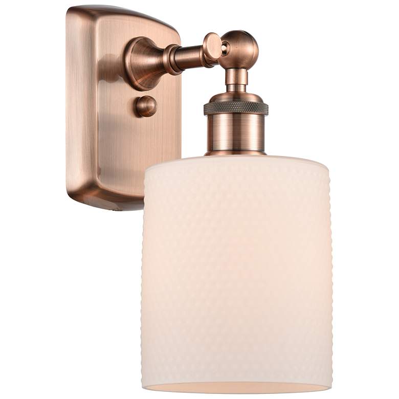 Image 1 Ballston Cobbleskill 5" Antique Copper Sconce w/ Matte White Shade