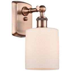 Ballston Cobbleskill 5" Antique Copper Sconce w/ Matte White Shade