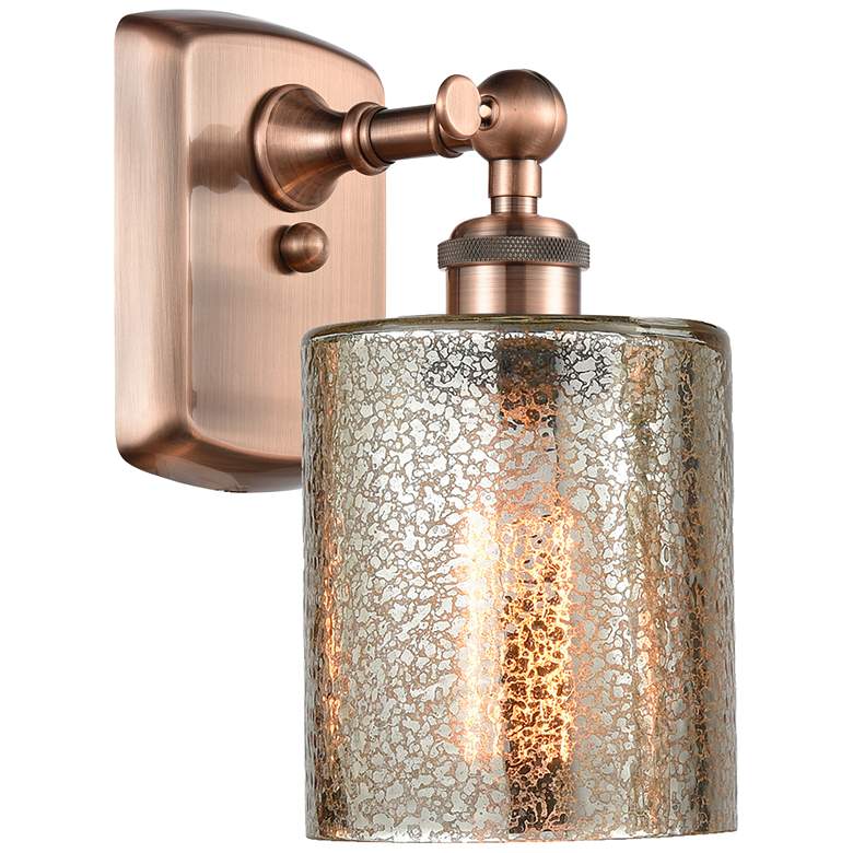 Image 1 Ballston Cobbleskill 5 inch Antique Copper Sconce w/ Mercury Shade