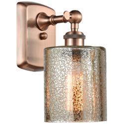 Ballston Cobbleskill 5" Antique Copper Sconce w/ Mercury Shade