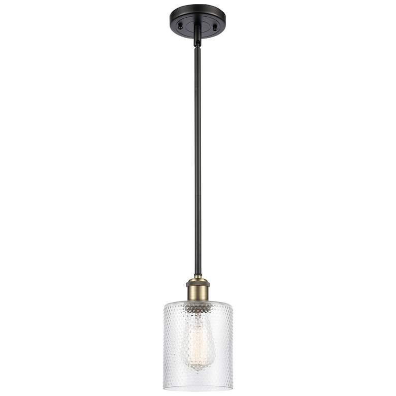 Image 1 Ballston Cobbleskill 5" Black Antique Brass Mini Pendant w/ Clear Shad