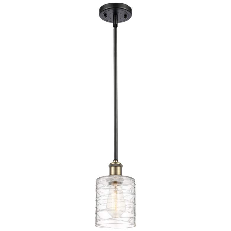 Image 1 Ballston Cobbleskill 5" Black Antique Brass Mini Pendant w/ Deco Shade