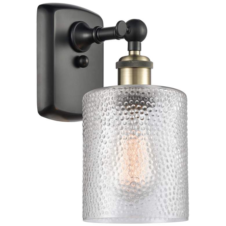 Image 1 Ballston Cobbleskill 5" Black Antique Brass Sconce w/ Clear Shade