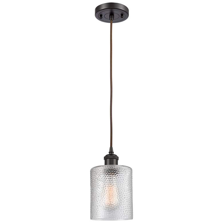 Image 1 Ballston Cobbleskill 5" Bronze Corded Mini Pendant w/ Clear Shade