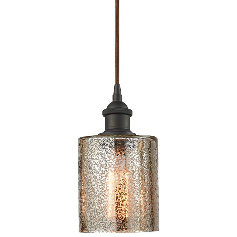 Image 2 Ballston Cobbleskill 5" Bronze Corded Mini Pendant w/ Mercury Shade
