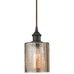 Ballston Cobbleskill 5" Bronze Corded Mini Pendant w/ Mercury Shade