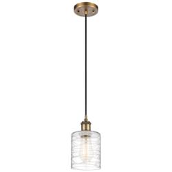 Ballston Cobbleskill 5" Brushed Brass Corded Mini Pendant w/ Deco Shad