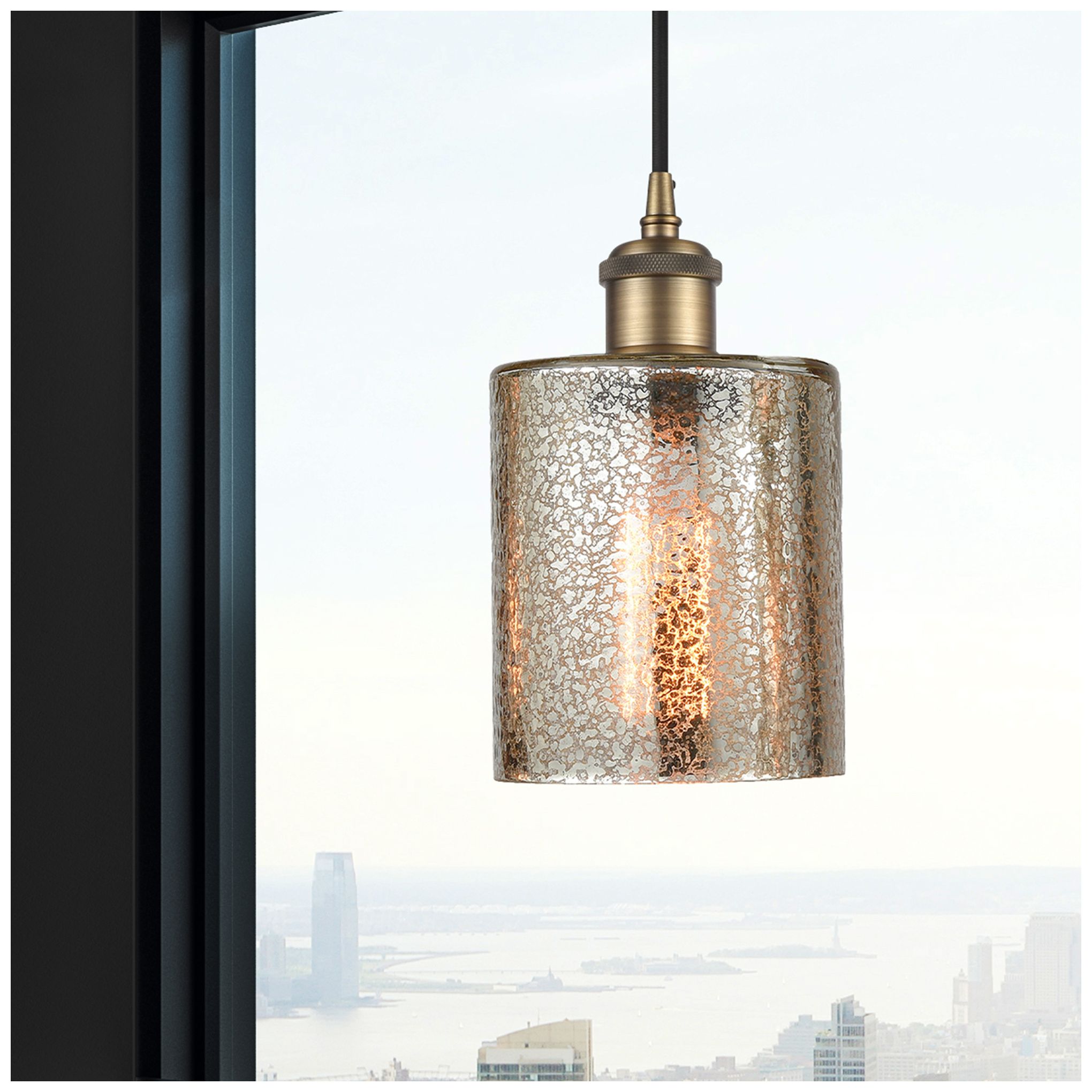 Image 2 Ballston Cobbleskill 5" Brushed Brass Corded Mini Pendant w/ Mercury S more views