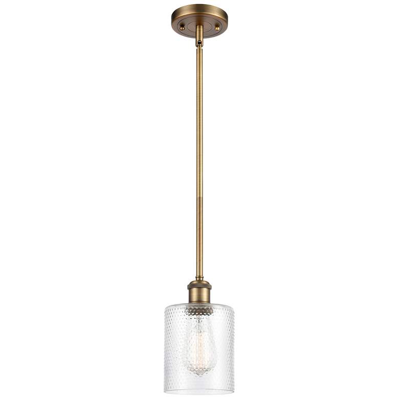 Image 1 Ballston Cobbleskill 5" Brushed Brass Mini Pendant w/ Clear Shade