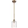 Ballston Cobbleskill 5" Brushed Brass Mini Pendant w/ Deco Swirl Shade