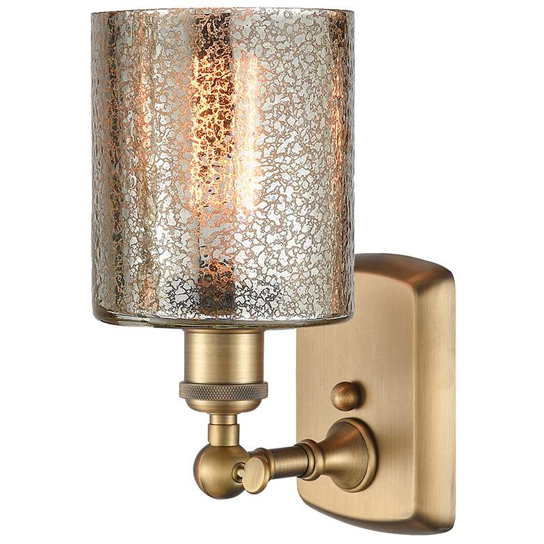 Image 3 Ballston Cobbleskill 5" Brushed Brass Sconce w/ Mercury Shade more views