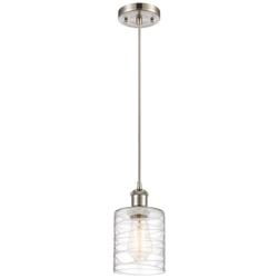 Ballston Cobbleskill 5" Brushed Nickel Corded Mini Pendant w/ Deco Sha