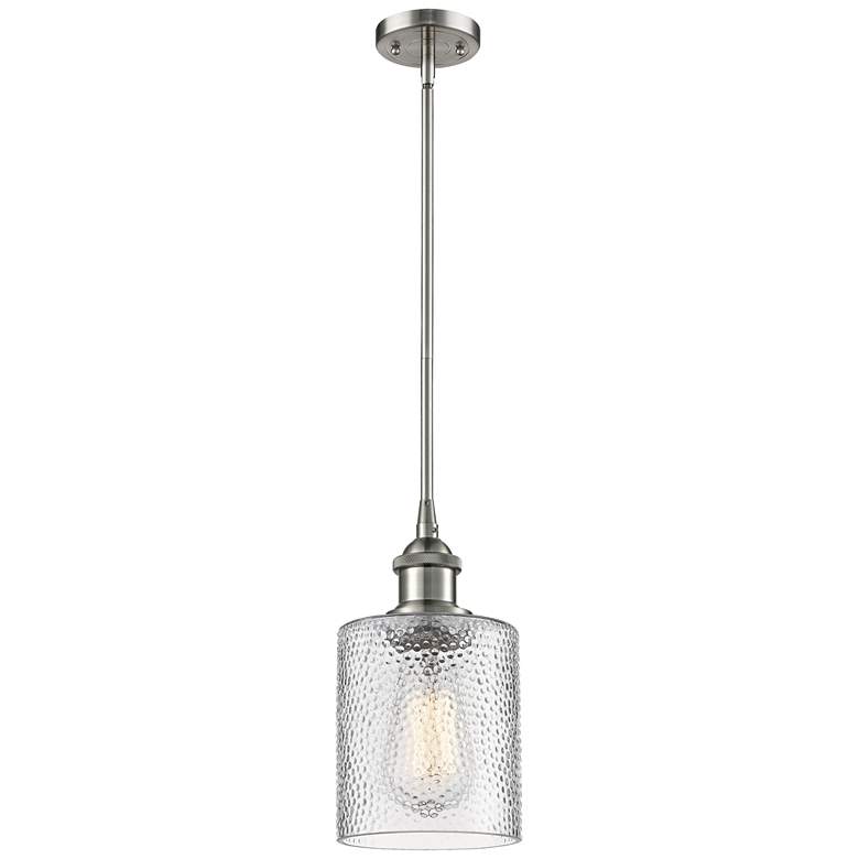 Image 1 Ballston Cobbleskill 5" Brushed Satin Nickel Mini Pendant w/ Clear Sha