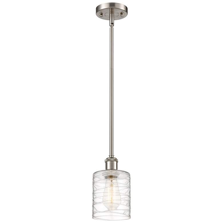 Image 1 Ballston Cobbleskill 5" Brushed Satin Nickel Mini Pendant w/ Deco Shad