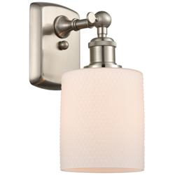 Ballston Cobbleskill 5" Brushed Satin Nickel Sconce w/ Matte White Sha