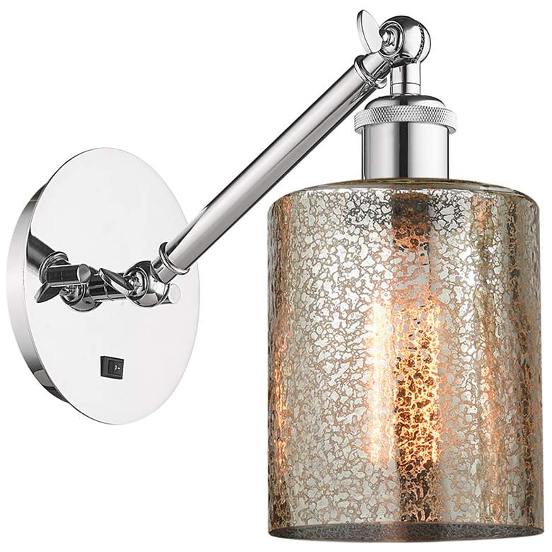 Image 1 Ballston Cobbleskill 5" Chrome Adjustble Arm Scone With Mercury Shade