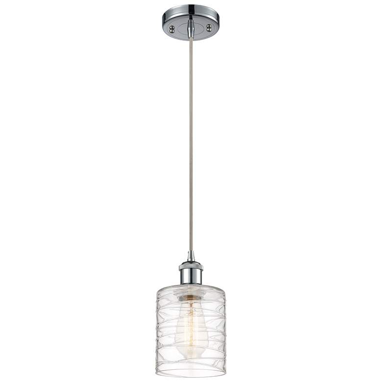 Image 1 Ballston Cobbleskill 5" Chrome Corded Mini Pendant w/ Deco Swirl Shade