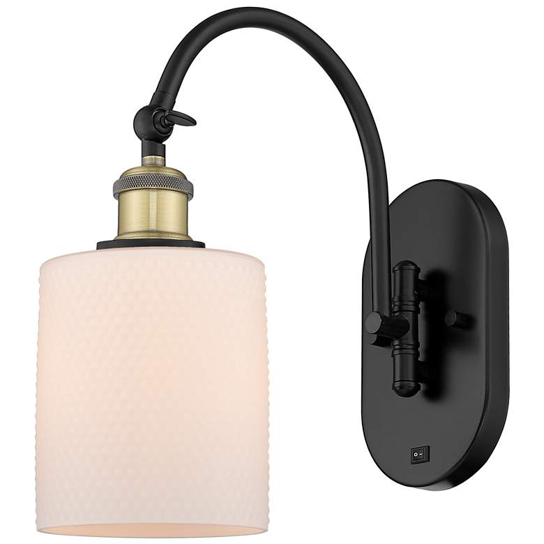 Image 1 Ballston Cobbleskill 5" Incandescent Sconce - Black Brass - White Shad