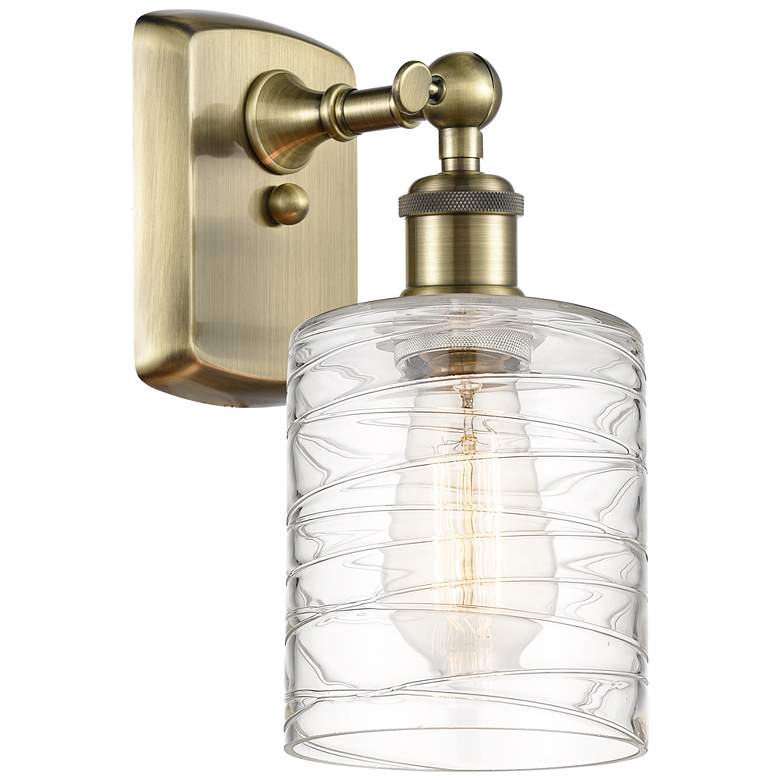 Image 1 Ballston Cobbleskill 5" Incandescent Sconce - Brass - Deco Swirl Shade