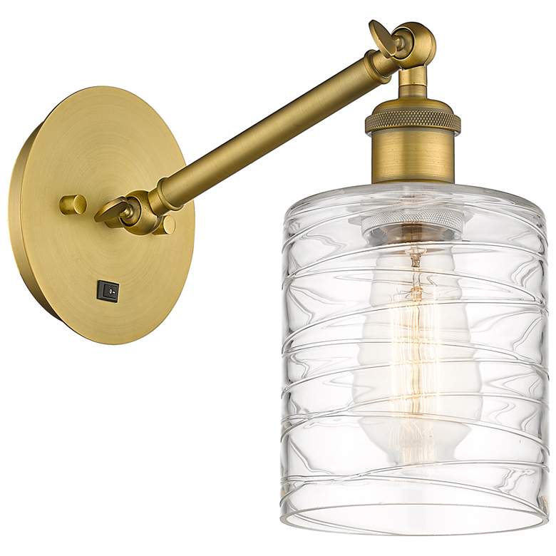 Image 1 Ballston Cobbleskill 5" Incandescent Sconce - Brass Finish - Swirl Sha