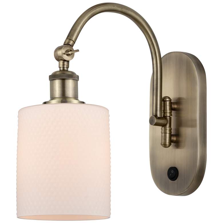Image 1 Ballston Cobbleskill 5" Incandescent Sconce - Brass Finish - White Sha